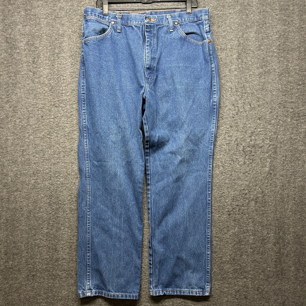 Wrangler 936PWD Denim Jeans Men's 38x30 Regular Fit Blue Classic Cowboy Workwear